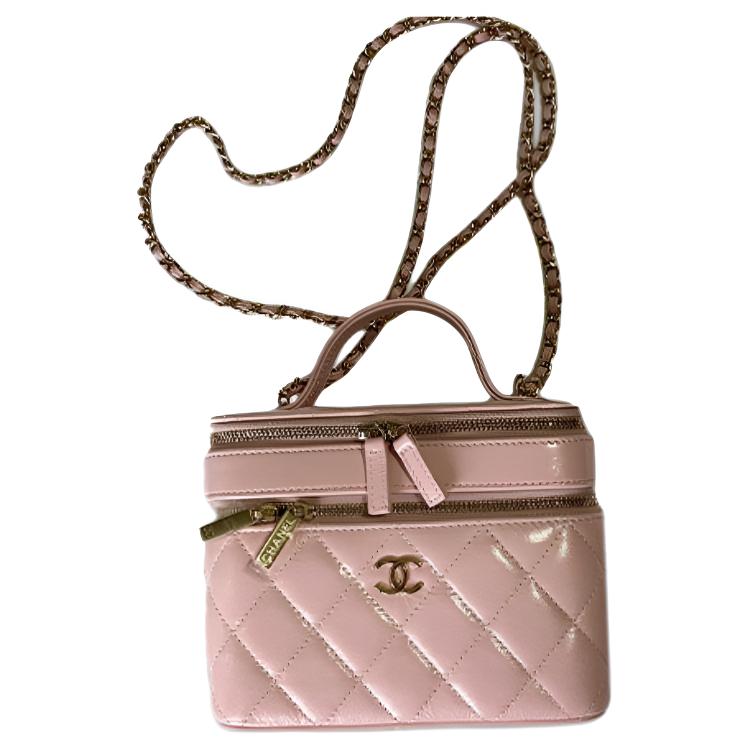 CHANEL Metal Polished Lambskin Handbag, Shoulder Bag, Crossbody Bag, Makeup Bag Regular Women's Pink