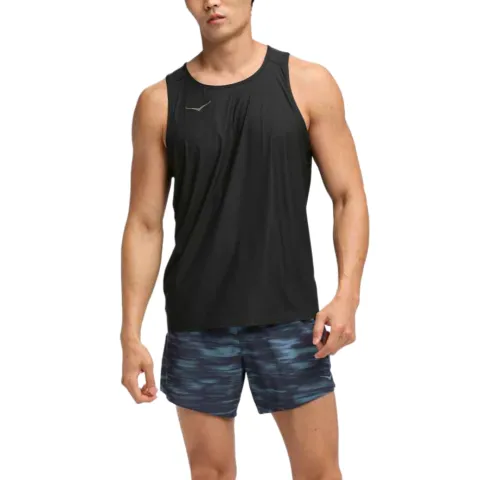 HOKA ONE ONE Tank Tops Men's Black Crew Neck Moderate Other