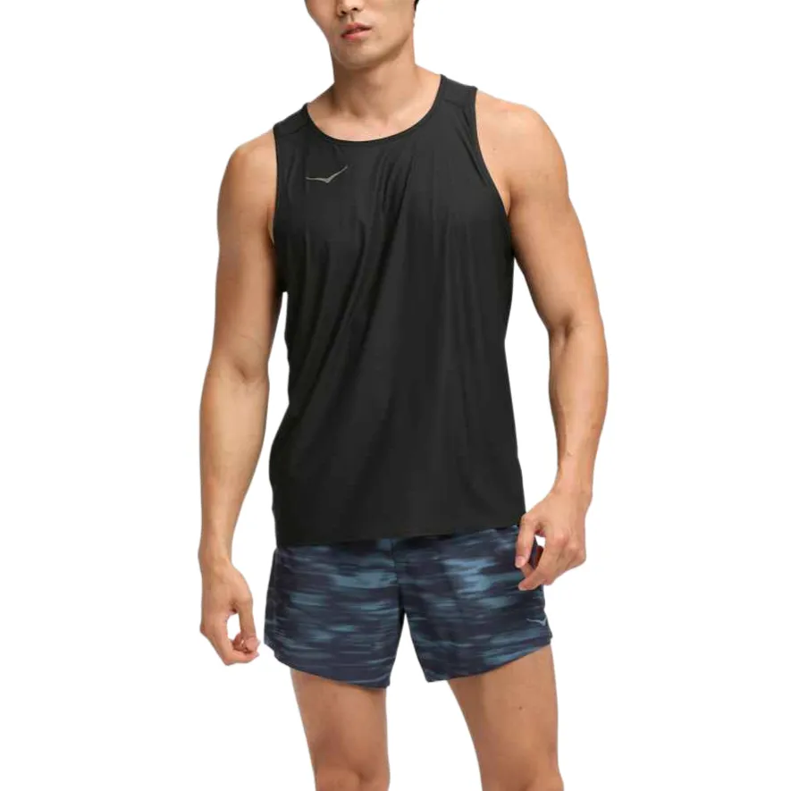 HOKA ONE ONE Tank Tops Men's Black Crew Neck Moderate Other