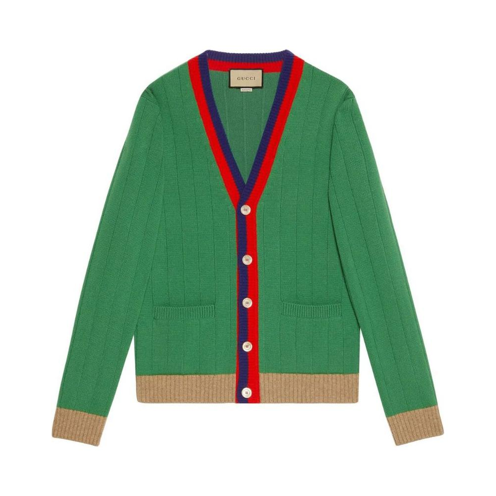 【Previous Season】Web-stripe wool cardigan