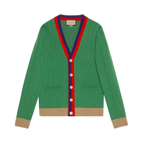 【Previous Season】Web-stripe wool cardigan