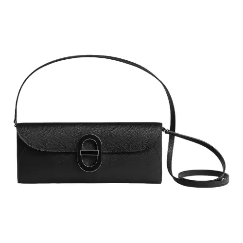 HERMES Maillon To Go Epsom Leather Crossbody Bags Women's Black