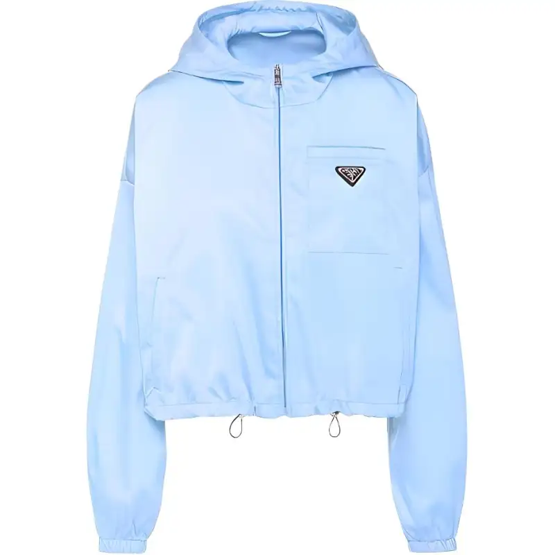 PRADA Re Nylon Cropped Jacket Celeste Blue