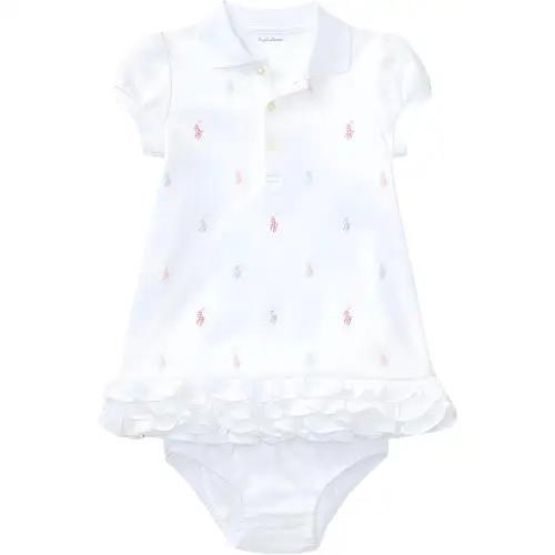 Polo Ralph Lauren Short sleeves, set, white dress, children's clothing, logo embroidery service, polo collar, with short sleeve