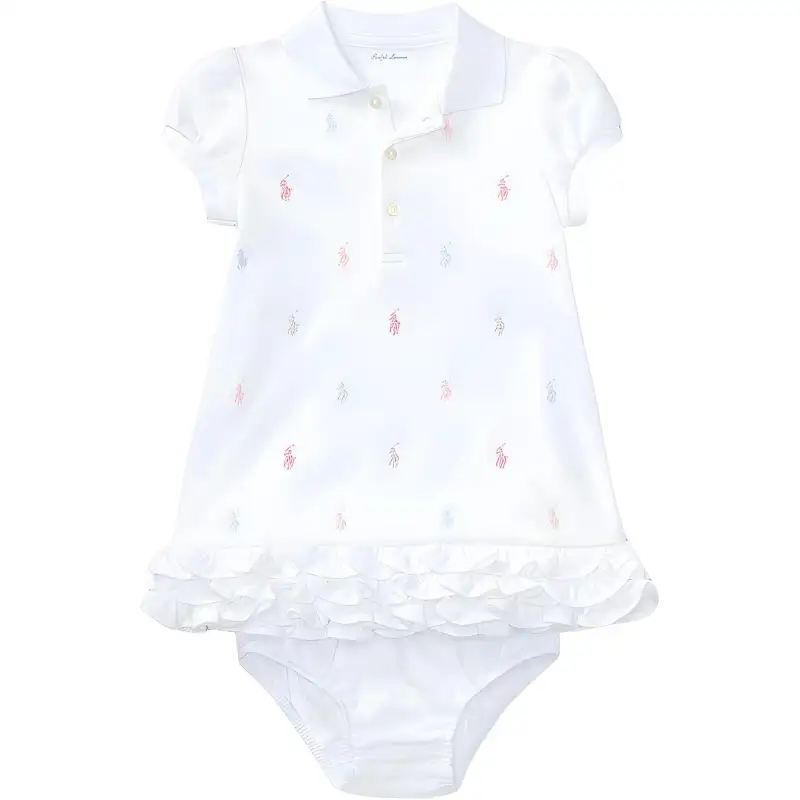 Polo Ralph Lauren Short sleeves, set, white dress, children's clothing, logo embroidery service, polo collar, with short sleeve