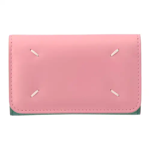 Maison Margiela Calfskin Wallet Key Pouch Unisex Pink & Green