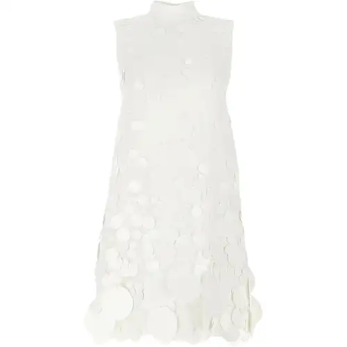 PRADA Sleeveless Dresses Women's White Stand Collar Moderate Short