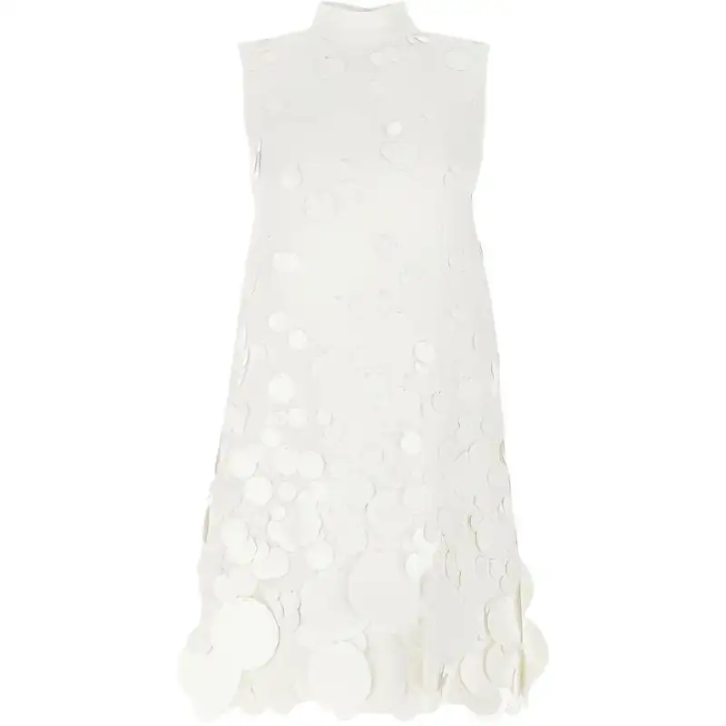 PRADA Sleeveless Dresses Women's White Stand Collar Moderate Short