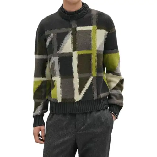 HERMES Sweaters Men's Green Crew Neck Moderate