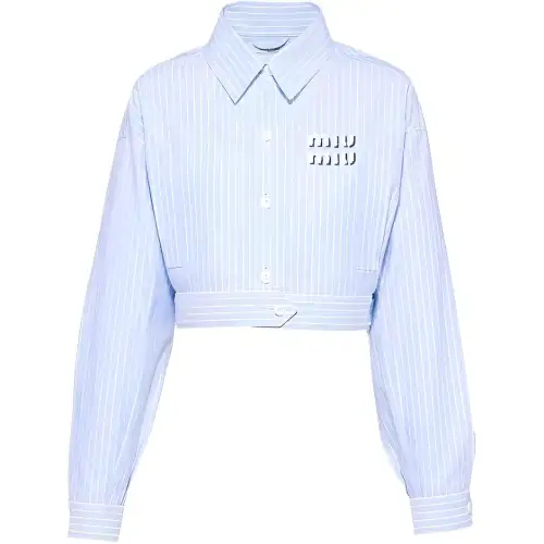 MIU MIU Shirts Women's Blue Lapel Moderate Shirt