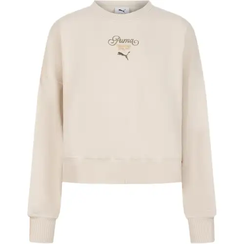 PUMA Sweatshirts Women's Beige Crew Neck Moderate