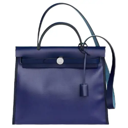 HERMES Herbag Zip H Berline Canvas And Hunter Cow Leather Shoulder Bag, Crossbody Bag, Handbag 31 Unisex Purple