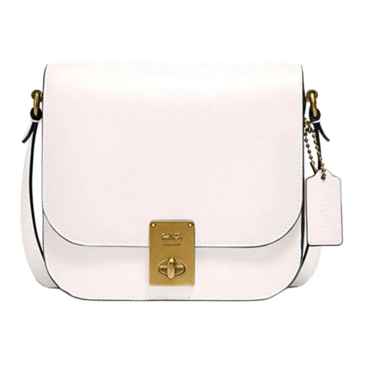 COACH Hutton Leather Saddle Bag, Tofu Bag, Crossbody Bag, Shoulder Bag Women's Pink White