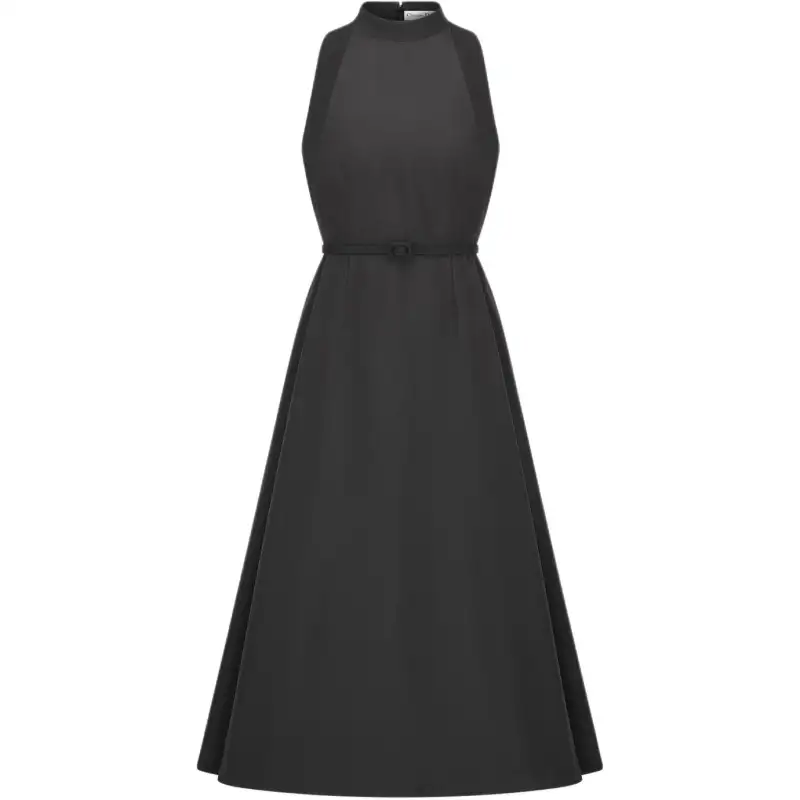 DIOR Sleeveless Dresses Women's Black Half Turtleneck Moderate Mid Length