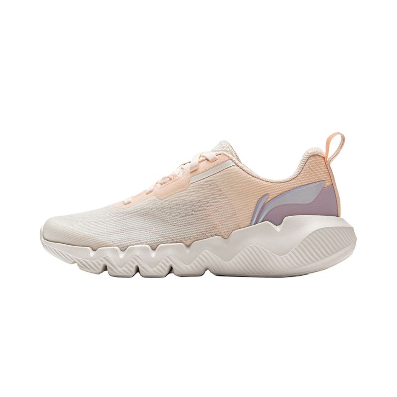 Li Ning Cushioning Lightweight Abrasion Resistant Low top Casual Running Shoes Women’s White Pink