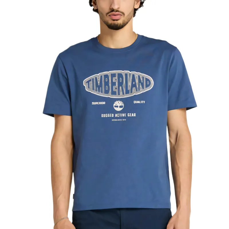 Timberland T Shirts Men's Blue Crew Neck Moderate