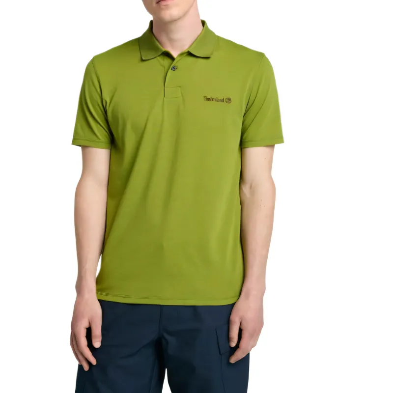 Timberland Polo Shirts Men's Green Polo Collar Moderate Straight Fit
