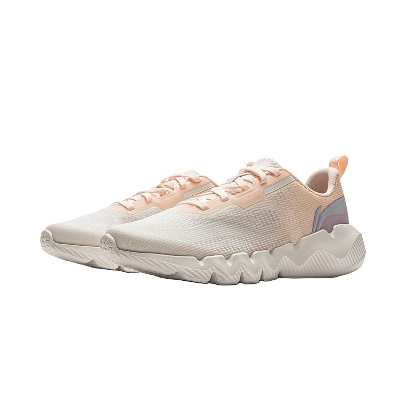 Li Ning Cushioning Lightweight Abrasion Resistant Low top Casual Running Shoes Women’s White Pink