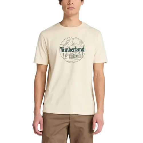 Timberland T Shirts Men's Khaki Crew Neck Moderate