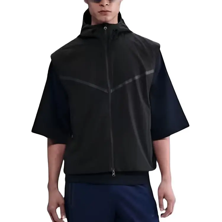 Nike Clothing Vests Men's Black Hooded (Non-detachable) Moderate Straight Fit