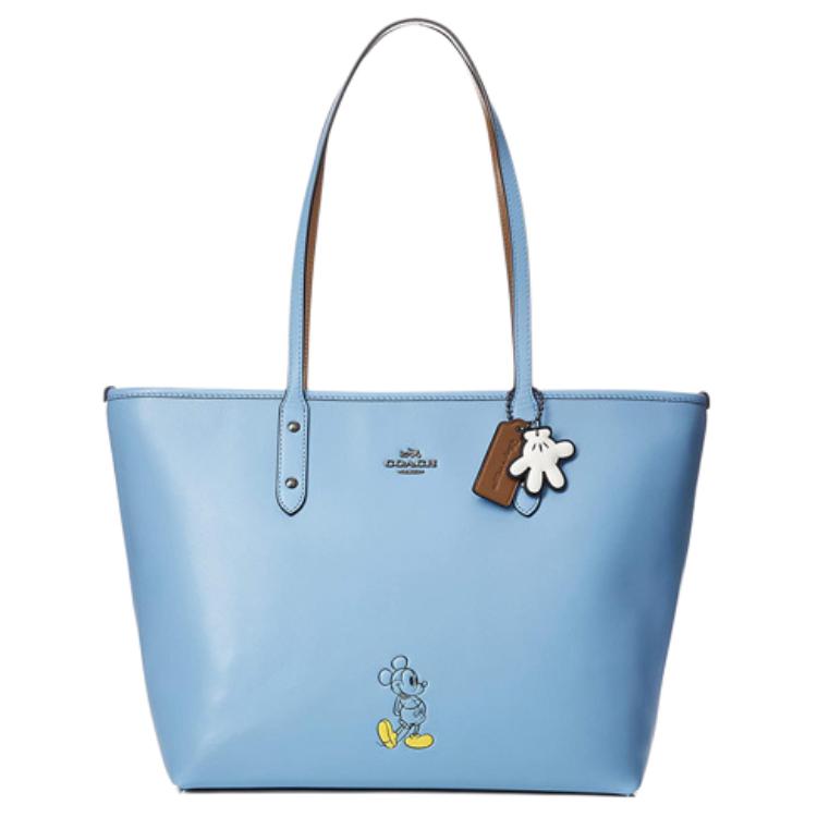 COACH Coach City Tote 30 Recycled Mickey Mouse print large capacity environmentally friendly material canvas bag shopping bag tote bag hand shoulder bag large size women's solid color macaron color