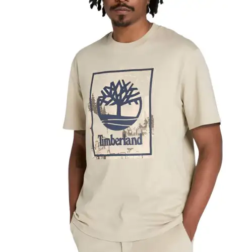 Timberland T Shirts Men's Beige Crew Neck Moderate