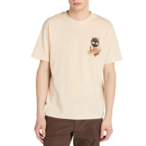 Timberland T Shirts Men's Ivory Crew Neck Moderate