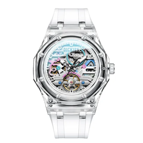 Dickies Wrist Watches Mechanical Movement Silicone Strap White Dial Men's Watches