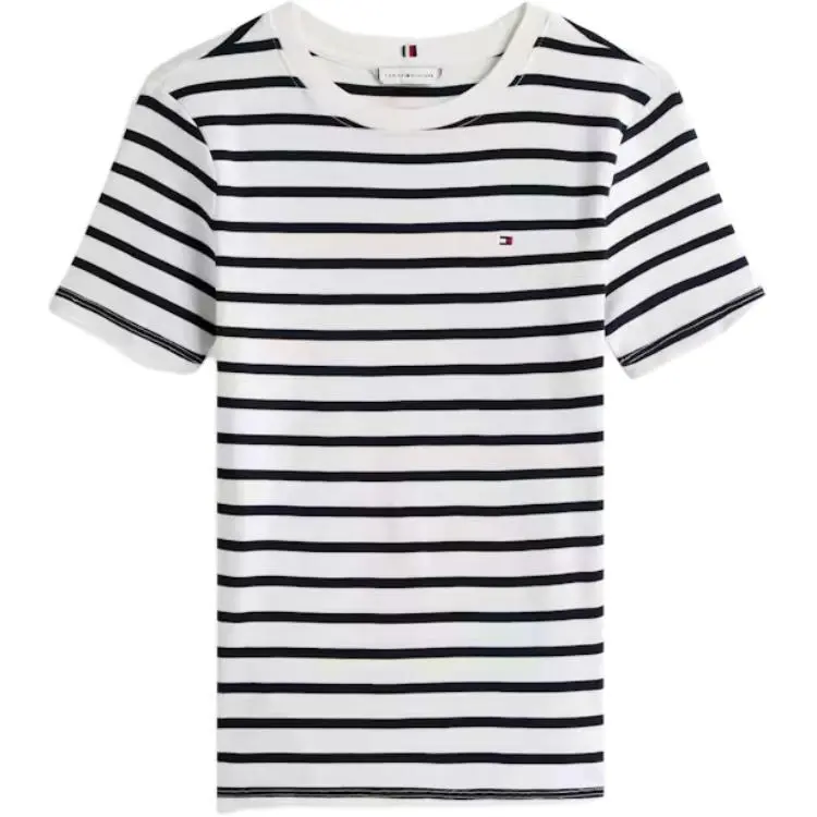 Tommy Hilfiger T-Shirts Women's White Blue Crew Neck