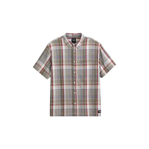 Vans Shirts Men's Brown Green Multicolor Lapel Moderate