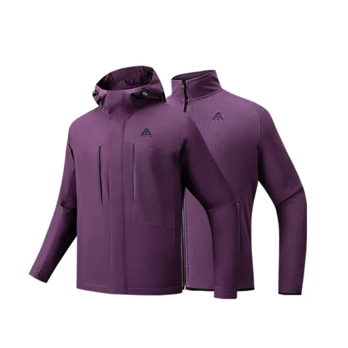 Anta Waterproof, Windproof, Breathable, Abrasion Resistant, Thermal Windbreaker Jacket Men's Two Piece Set Purple Clay