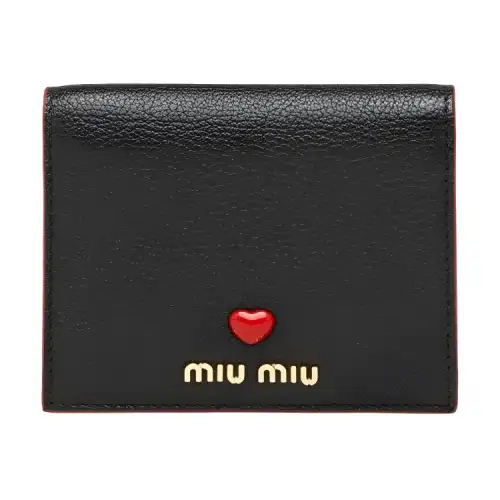 MIU MIU Calfskin Wallet Women's Black