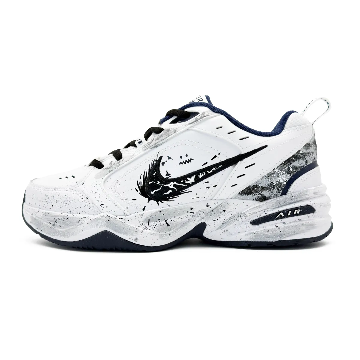 Nike Air Monarch 4 Textile, Leather Abrasion Resistant Abrasion Resistant Low top Chunky Sneakers Unisex Black