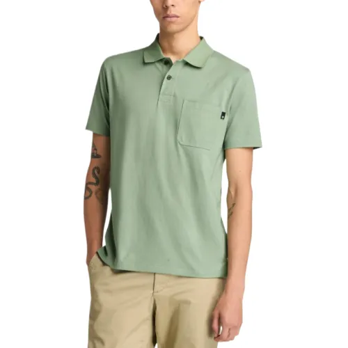 Timberland Polo Shirts Men's Light Green Polo Collar Moderate Straight Fit
