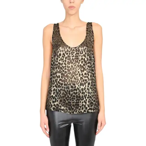 SAINT LAURENT Tank Tops Women's Black Straight Fit