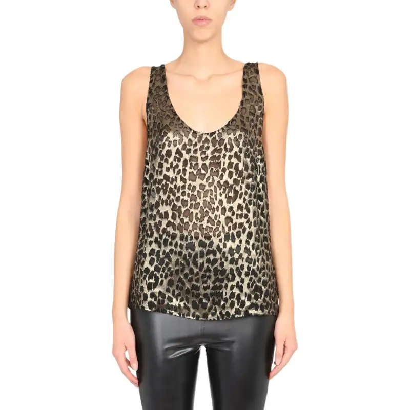 SAINT LAURENT Tank Tops Women's Black Straight Fit