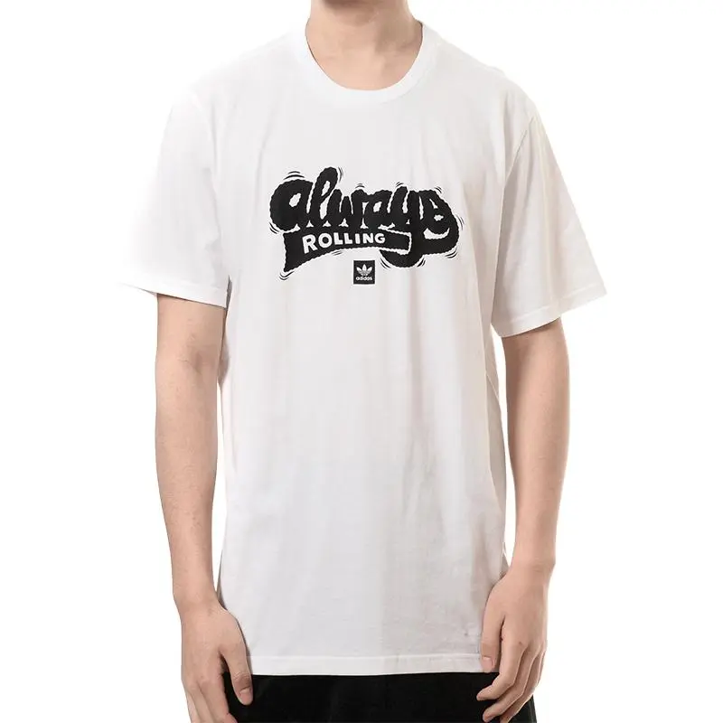 Adidas T-Shirts Men's White Crew Neck Moderate Straight Fit