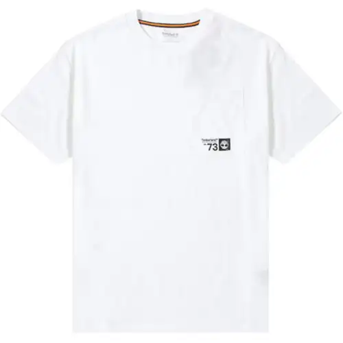 Timberland T Shirts Men's White Crew Neck Moderate Straight Fit