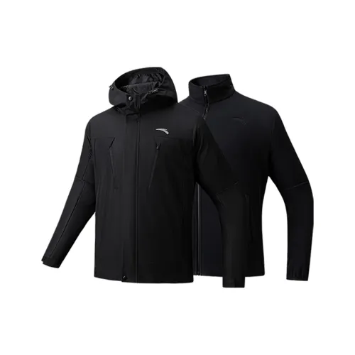 Anta Hiking Waterproof And Windproof Windbreaker Jacket Men's Basic Black