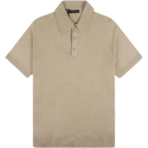 PRADA Polo Shirts Men's Khaki Polo Collar Moderate