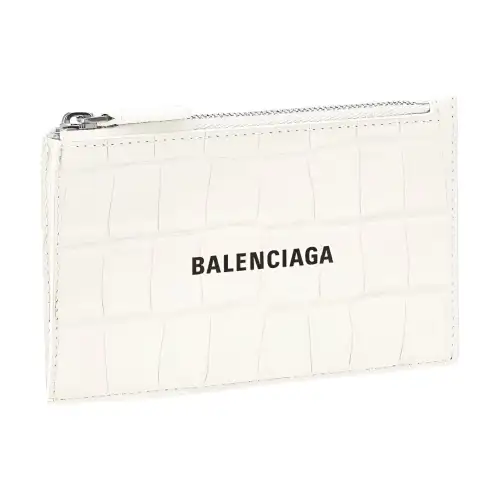Balenciaga Calfskin Wallet, Card Holder Unisex White