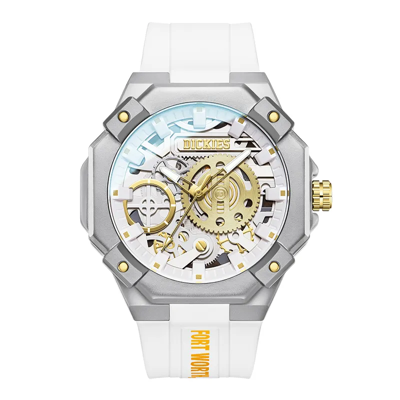 Dickies Wrist Watches Quartz Movement Silicone Strap White Dial Men's Watches