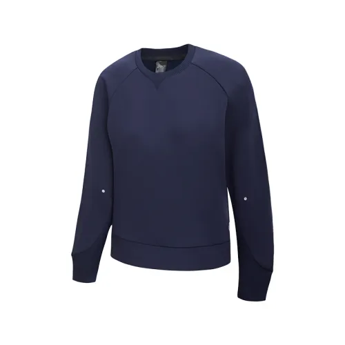 ASICS Sweatshirts Women's Dark Blue Crew Neck Moderate Regular