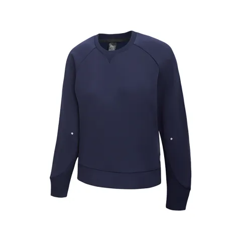 ASICS Sweatshirts Women's Dark Blue Crew Neck Moderate Regular