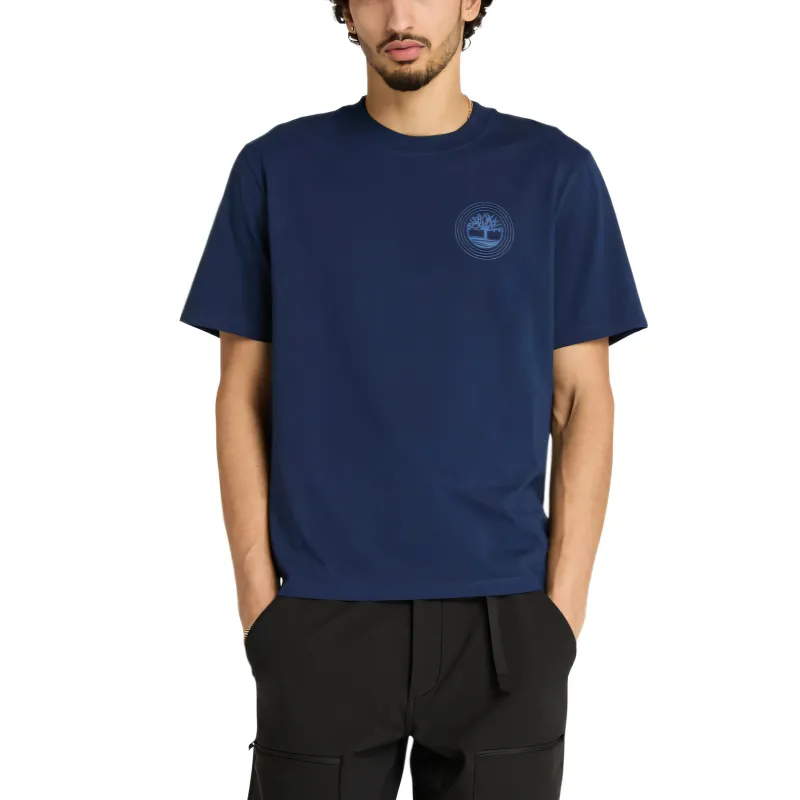 Timberland T Shirts Men's Blue Crew Neck Moderate Straight Fit