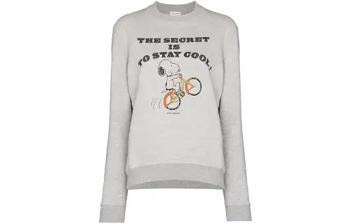 SAINT LAURENT X SNOOPY Sweatshirts Women's Gray Crew Neck Moderate Regular