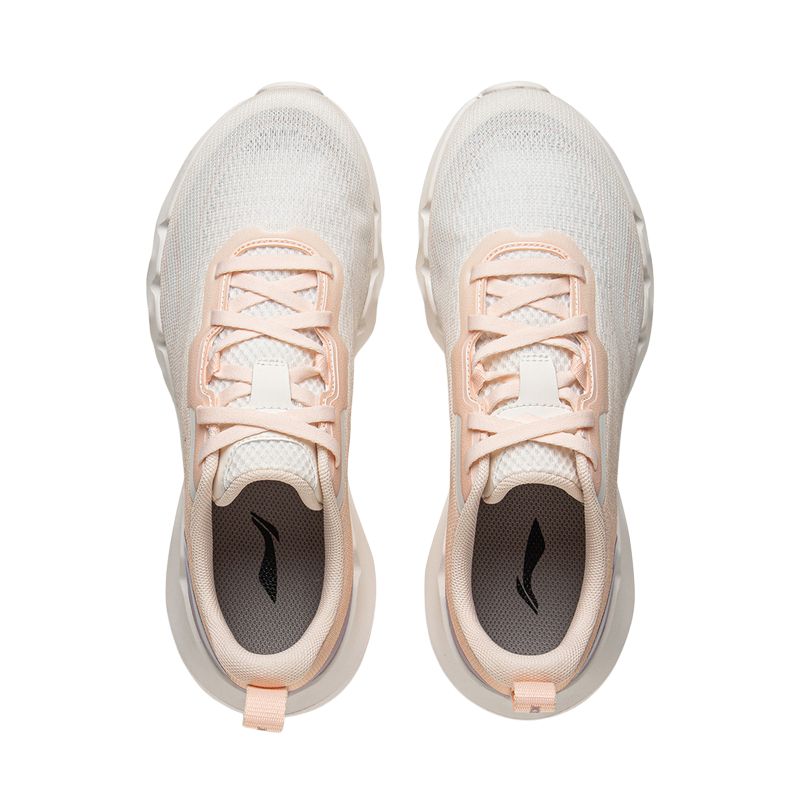 Li Ning Cushioning Lightweight Abrasion Resistant Low top Casual Running Shoes Women’s White Pink