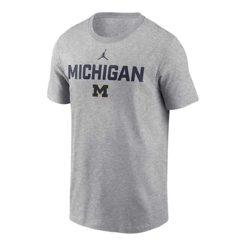 Jordan Michigan T Shirts Men's Gray Crew Neck