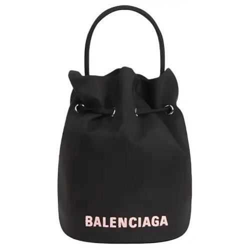 Balenciaga WHEEL Nylon Bucket Bag, Handbag, Shoulder Bag, Crossbody Bag Small Women's Black