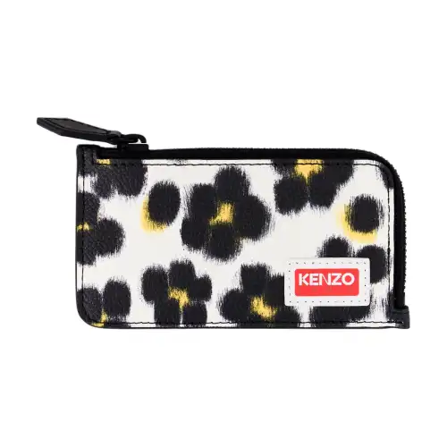 KENZO Leather Detail Card Holder Unisex White